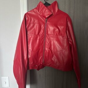 Red leather jacket